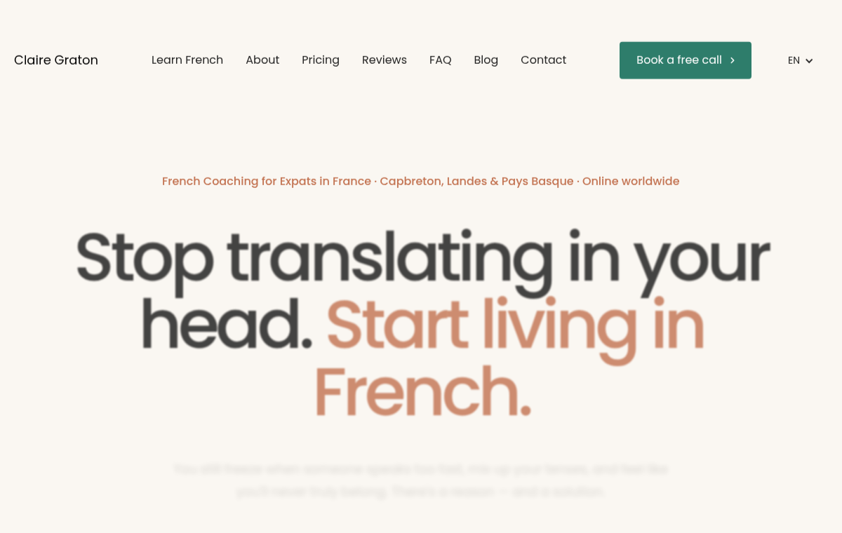 Site clairegraton.com — coaching de français